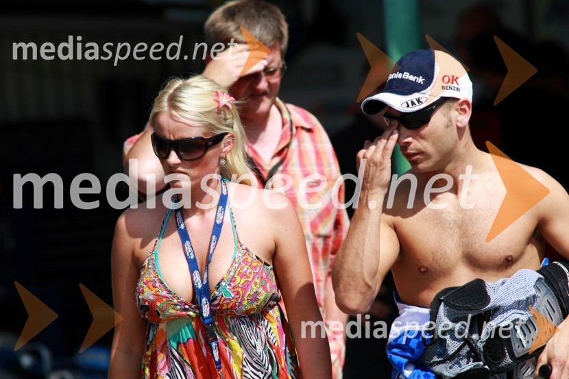 Nicki Pedersen, Danska, z zaročenko Anne MetteSpeedway Grand Prix 2008, VN Češke, trening