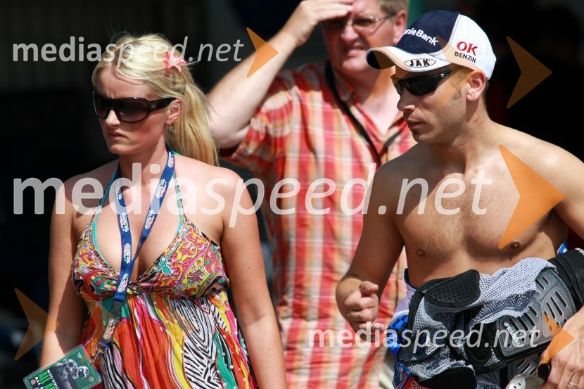 Nicki Pedersen, Danska, z zaročenko Anne MetteSpeedway Grand Prix 2008, VN Češke, trening