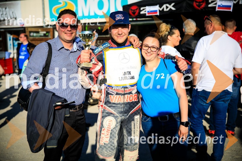  Gregor Žigante, predsednik AMD Krško;  Jernej Hriberšek,  speedwayist (AMD Krško)Speedway DP 2 2019: Tudi Ljubljana Žagarju