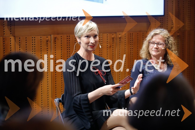  Ina Kukovič Borovnik, ustanoviteljica BELAVODA d.o.o.; mag. Sonja Klopčič,  podjetnica, managerka in voditeljicaPredstavitev knjige Sonje Klopčič AEIOU voditeljstva