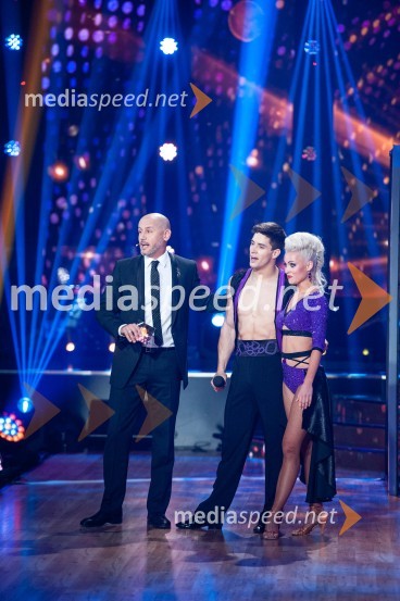  Peter Poles, televizijski voditelj;  Franko Bajc, zmagovalec resničnostnega šova Kmetija 2018;  Svetlana Cigoj, model, trenerka športnih plesovZvezde plešejo 2019, osma oddaja