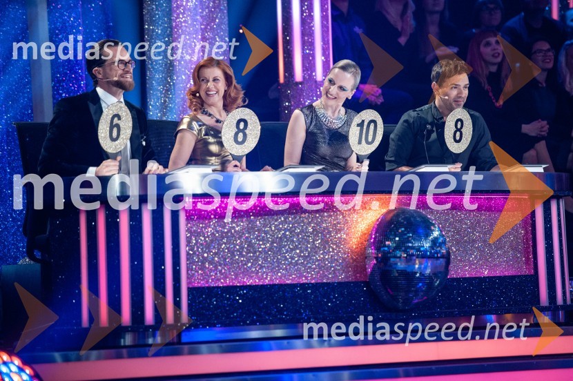  Andrej Škufca, štirikratni svetovni plesni prvak in plesni sodnik;  Katarina Venturini, nekdanja plesalka;  Nika Ambrožič Urbas, modna kreatorka in ustanoviteljica modne znamke Marija Moderna;  Lado Bizovičar, igralecZvezde plešejo 2019, osma oddaja