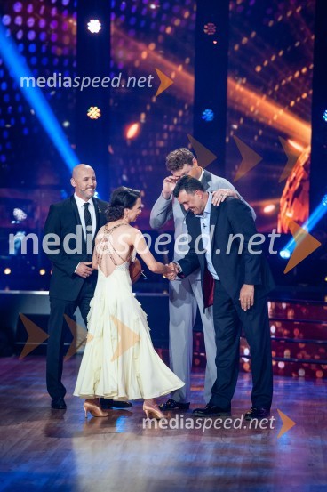  Peter Poles, televizijski voditelj;  Maja Geršak, plesalka;  Miha Zupan, košarkar;  Vangelis Angelou, košarkarski trenerZvezde plešejo 2019, osma oddaja