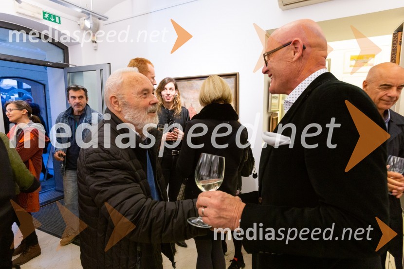  Emerik Bernard, slikar;  Emil Šarkanj, lastnik Galerije Hest, nekdanji predsednik Rotary kluba MariborGalerija Hest, 30 let delovanja tudi v Ljubljani