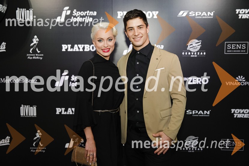  Svetlana Cigoj, model, trenerka športnih plesov;  Franko Bajc, zmagovalec resničnostnega šova Kmetija 2018Playboy zabava 2019