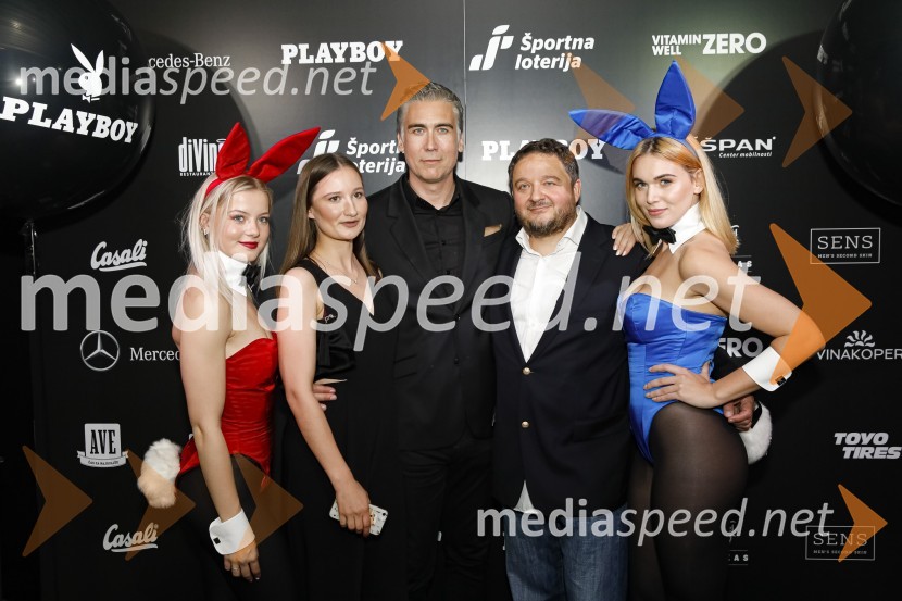  Sara Oblak Rolih, model;  ... ;  Jan Plestenjak, pevec;  Tomaž Drozg, direktor Adria Media Ljubljana d.o.o.;  ... Playboy zabava 2019