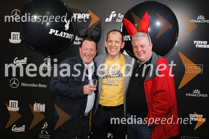  Sandi Šegatin;  Dušan Lukič, urednik Avto magazin;  Tomaž Taškar, direktor TV3Playboy zabava 2019