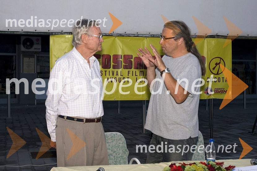 Roger Corman, ameriški producent in režiser ter Marcel Štefančič jr., voditelj oddaje Studio CityGrossmanov festival filma in vina, 6. dan