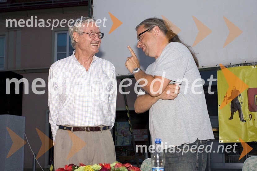 Roger Corman, ameriški producent in režiser ter Marcel Štefančič jr., voditelj oddaje Studio CityGrossmanov festival filma in vina, 6. dan