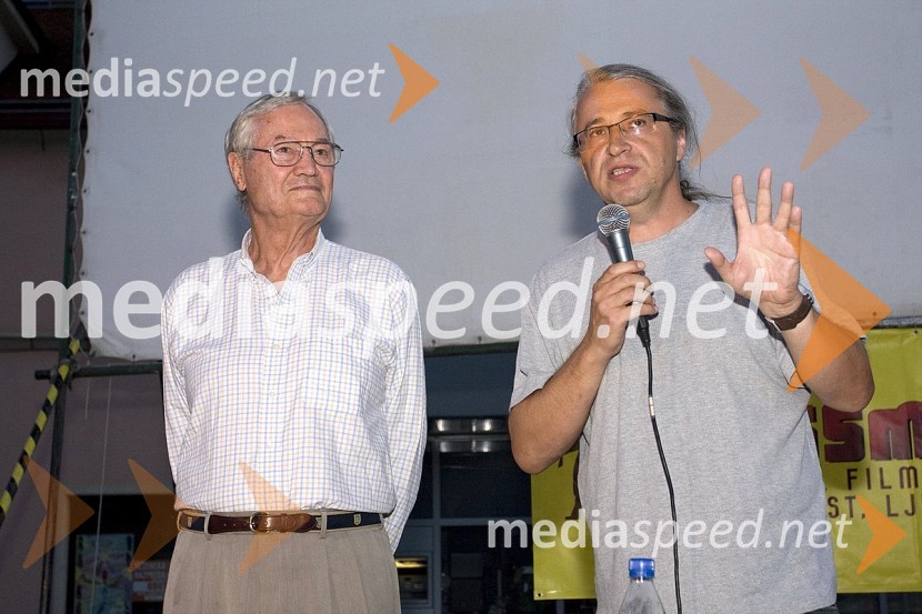 Roger Corman, ameriški producent in režiser ter Marcel Štefančič jr., voditelj oddaje Studio CityGrossmanov festival filma in vina, 6. dan