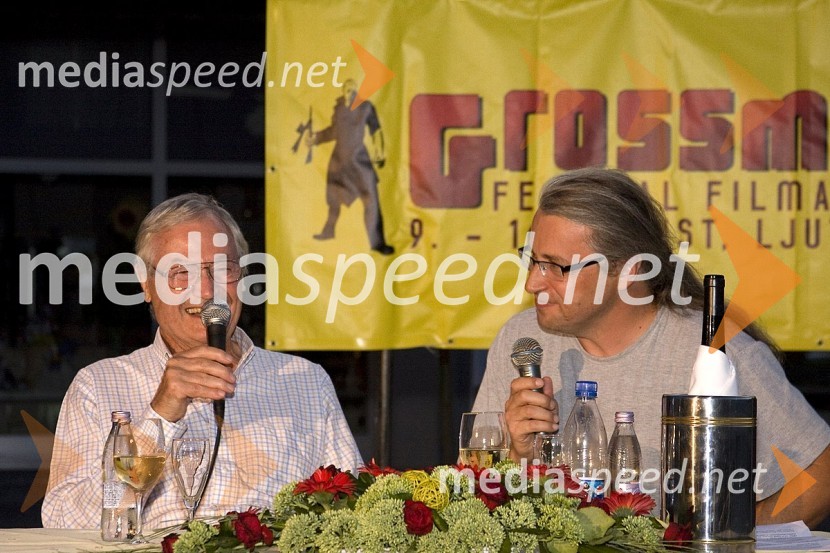 Roger Corman, ameriški producent in režiser ter Marcel Štefančič jr., voditelj oddaje Studio CityGrossmanov festival filma in vina, 6. dan