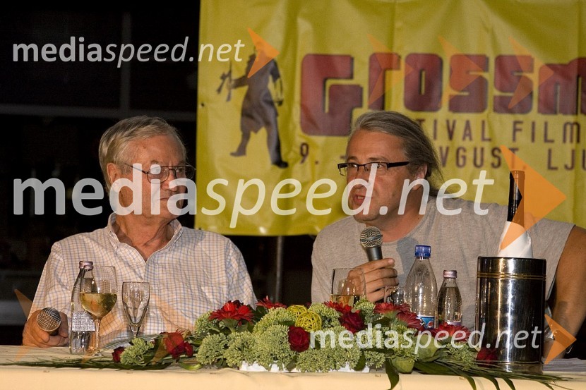 Roger Corman, ameriški producent in režiser ter Marcel Štefančič jr., voditelj oddaje Studio CityGrossmanov festival filma in vina, 6. dan
