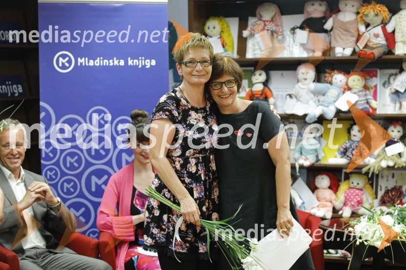  Janja Vidmar, pisateljica;   Irena Matko Lukan, urednica otroškega leposlovja, Mladinska knjigaLevstikovi nagradi 2019 v roke Borisa A. Novaka in Jelki Godec Schmidt