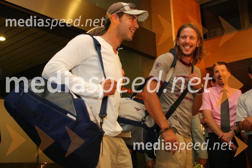 Rok Rozman in Luka Špik, slovenska veslačaSprejem olimpijcev na Letališču Jožeta Pučnika