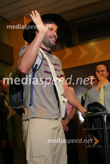 Peter Mankoč, slovenski plavalecSprejem olimpijcev na Letališču Jožeta Pučnika