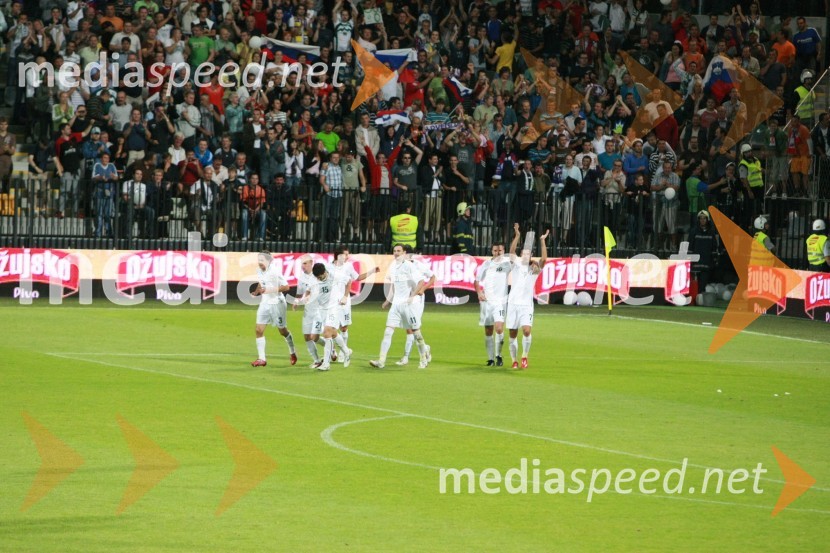 Veselje po 2. golu slovenske reprezentanceSlovenija : Hrvaška, nogomet, prijateljska tekma, zakulisje