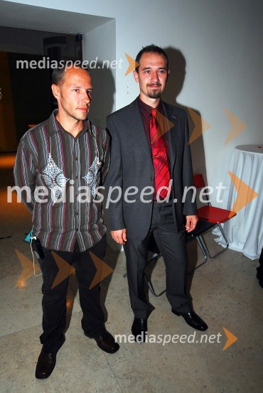 Andrej Karoli, radijec in Mirko Štular, odgovorni urednik radia Val 202Življenje je vrtiljak, praznovanje 75. letnice Jureta Robežnika