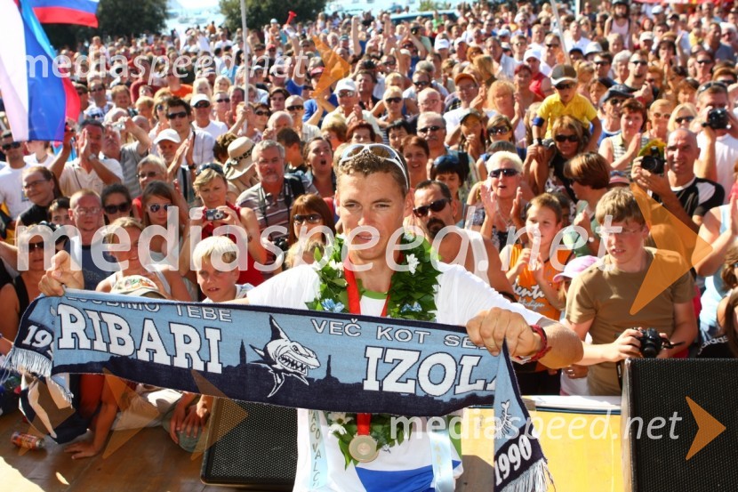 Vasilij Žbogar, olimpijski jadralecSprejem Vasilija Žbogarja v Izoli