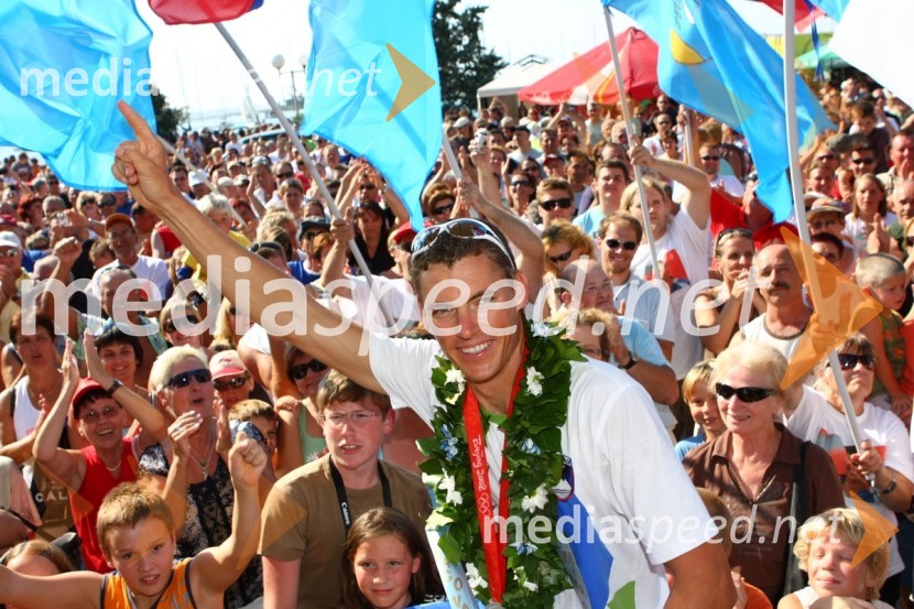 Vasilij Žbogar, olimpijski jadralecSprejem Vasilija Žbogarja v Izoli