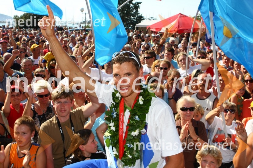 Vasilij Žbogar, olimpijski jadralecSprejem Vasilija Žbogarja v Izoli