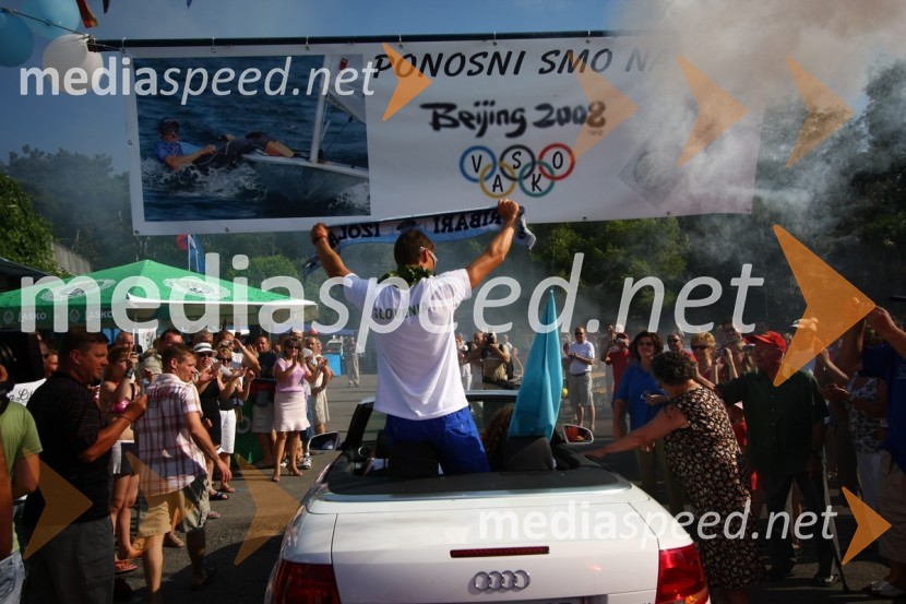 Vasilij Žbogar, olimpijski jadralecSprejem Vasilija Žbogarja v Izoli