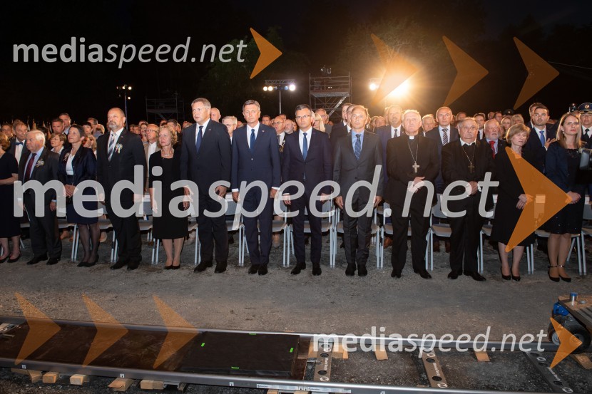  Milan Kučan, nekdanji predsednik Republike Slovenije;  ... ;  ... ;  ... ; mag. Dejan Židan, predsednik Državnega zbora Republike Slovenije;  Borut Pahor, predsednik Republike Slovenije;  Marjan  Šarec, predsednik Vlade Republike Slovenije;  ... ;  ... ;  ... ;  ... ;  ... Državna proslava ob 100. obletnici združitve prekmurskih Slovencev z matičnim narodom