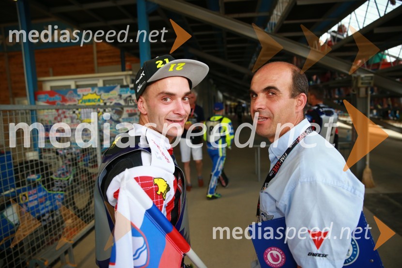  Matic Ivačič, speedwayist (AMD Krško);  Izak Šantej, trener AMD KrškoŽagar z zmago v Speedway Grand Prix 2020