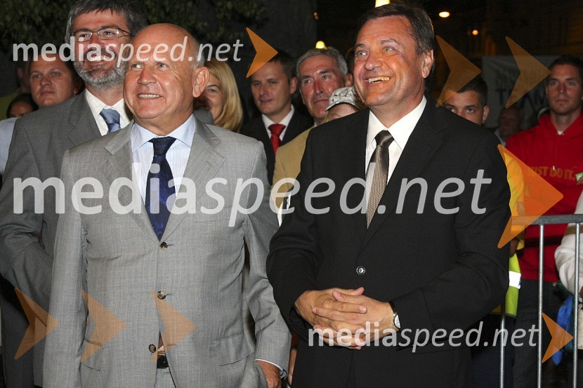 Janez Kocjančič, predsednik OKS in Zoran Jankovič, župan LjubljaneSprejem slovenske olimpijske reprezentance v Ljubljani