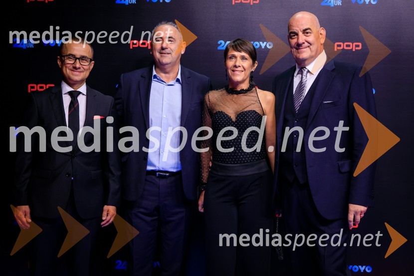  Aleš Muhič,  direktor trženja PRO PLUS;  Radenko Mijatović, predsednik Nogometne zveze Slovenije;  Andreja Mijatović;  Pavel Vrabec,  generalni direktor Pro PlusPOP Promenada 2019
