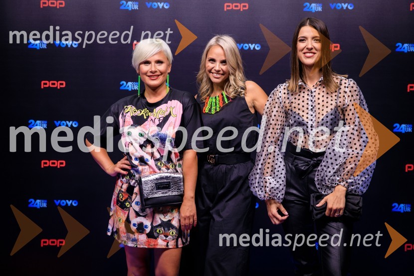  Ana  Praznik, voditeljica oddaje, Delovna akcija;  Tinkara Fortuna , nekdanja članica skupine Bepop;  Alenka Husić, pevkaPOP Promenada 2019