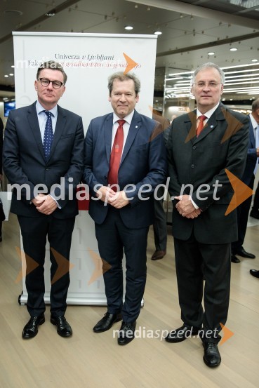 prof. dr. Oto Luthar, znanstveni svetnik in direktor ZRC SAZU; dr. Igor Papič, rektor, Univerza v Ljubljani; prof. dr. Matjaž Mikoš, Dekan Fakultete za gradbeništvo in geodezijo Univerze v LjubljaniProslava ob 100-letnici Fakultete za gradbeništvo in geodezijo