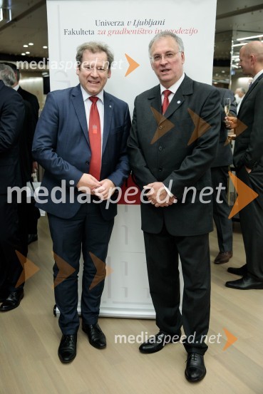dr. Igor Papič, rektor, Univerza v Ljubljani; prof. dr. Matjaž Mikoš, Dekan Fakultete za gradbeništvo in geodezijo Univerze v LjubljaniProslava ob 100-letnici Fakultete za gradbeništvo in geodezijo