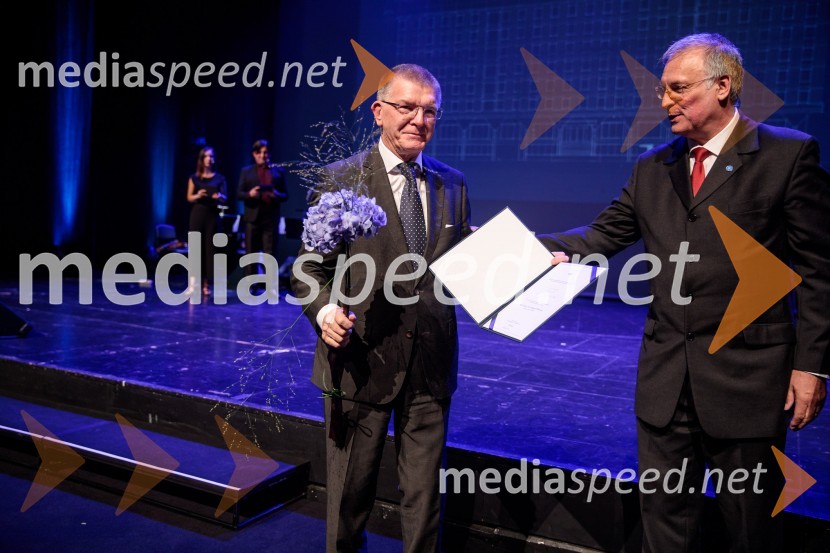 izr. prof. dr. Anton Prosen; prof. dr. Matjaž Mikoš, dekan Fakultete za gradbeništvo in geodezijo Univerze v Ljubljani (UL FGG) Proslava ob 100-letnici Fakultete za gradbeništvo in geodezijo