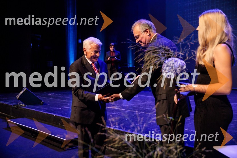 prof. dr. Andrej Pogačnik, Inženirska zbornica Slovenije; prof. dr. Matjaž Mikoš, dekan Fakultete za gradbeništvo in geodezijo Univerze v Ljubljani (UL FGG) ;  ... Proslava ob 100-letnici Fakultete za gradbeništvo in geodezijo