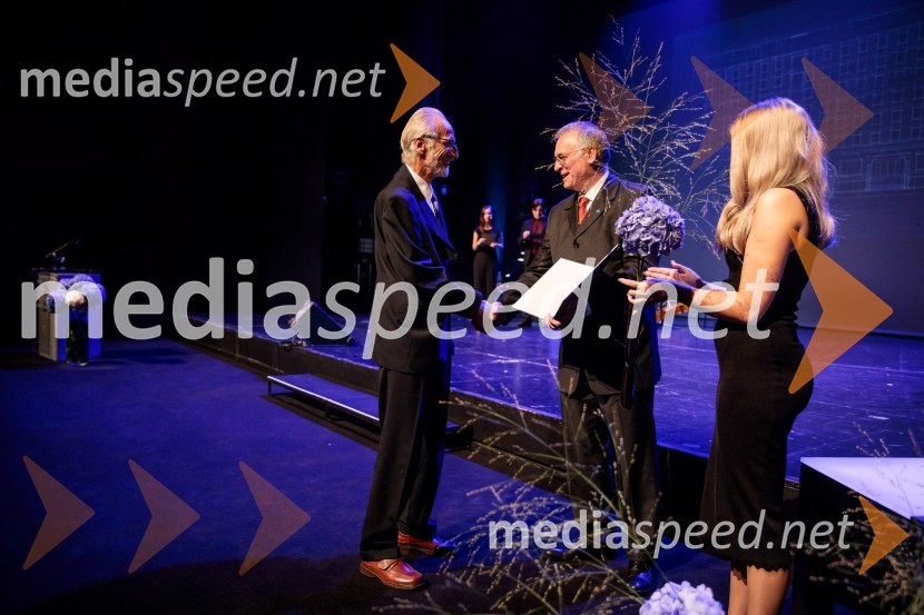 prof. dr. Rudi Rajar; prof. dr. Matjaž Mikoš, dekan Fakultete za gradbeništvo in geodezijo Univerze v Ljubljani (UL FGG) Proslava ob 100-letnici Fakultete za gradbeništvo in geodezijo