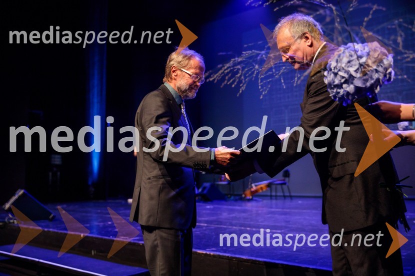 prof. dr. Miran Saje; prof. dr. Matjaž Mikoš, dekan Fakultete za gradbeništvo in geodezijo Univerze v Ljubljani (UL FGG) Proslava ob 100-letnici Fakultete za gradbeništvo in geodezijo