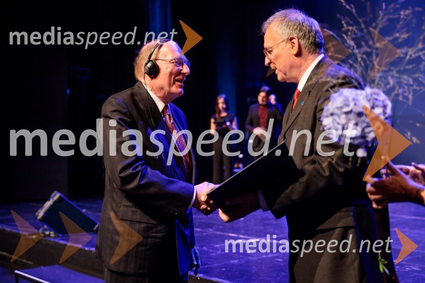 prof. dr. Erik Stubkjær; prof. dr. Matjaž Mikoš, dekan Fakultete za gradbeništvo in geodezijo Univerze v Ljubljani (UL FGG) Proslava ob 100-letnici Fakultete za gradbeništvo in geodezijo