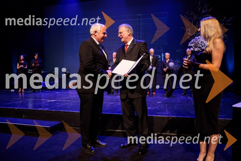 prof. dr. Uwe Stilla; prof. dr. Matjaž Mikoš, dekan Fakultete za gradbeništvo in geodezijo Univerze v Ljubljani (UL FGG) ;  ... Proslava ob 100-letnici Fakultete za gradbeništvo in geodezijo