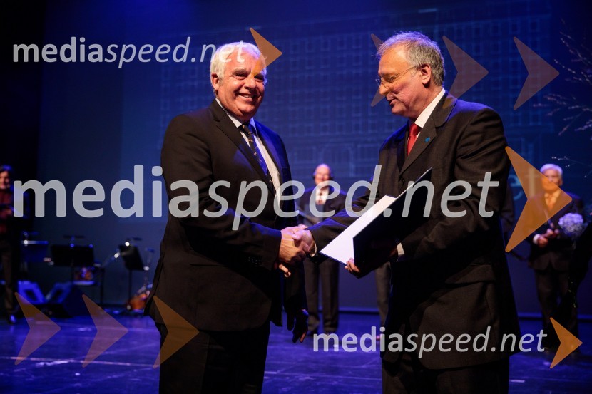 prof. dr. Uwe Stilla; prof. dr. Matjaž Mikoš, dekan Fakultete za gradbeništvo in geodezijo Univerze v Ljubljani (UL FGG) Proslava ob 100-letnici Fakultete za gradbeništvo in geodezijo