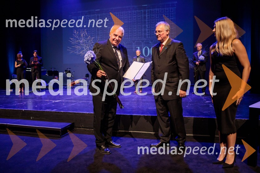 prof. dr. Uwe Stilla; prof. dr. Matjaž Mikoš, dekan Fakultete za gradbeništvo in geodezijo Univerze v Ljubljani (UL FGG) ;  ... Proslava ob 100-letnici Fakultete za gradbeništvo in geodezijo