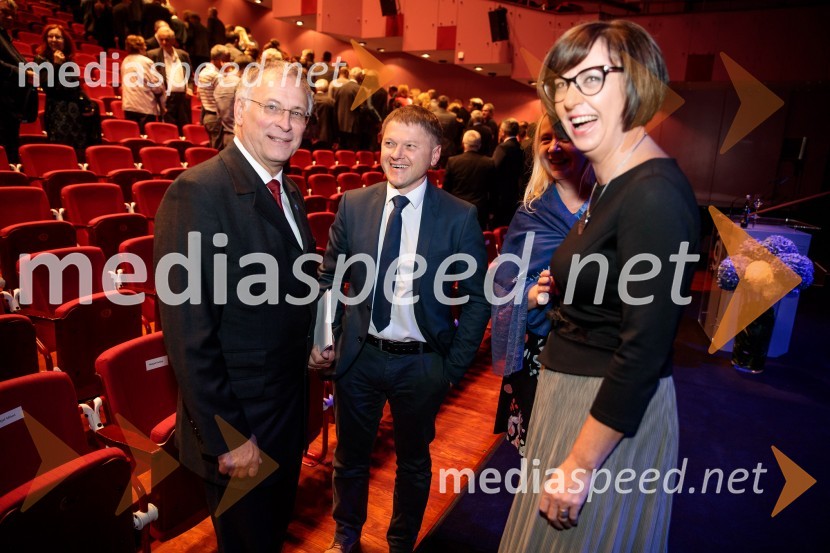 prof. dr. Matjaž Mikoš, dekan Fakultete za gradbeništvo in geodezijo Univerze v Ljubljani; prof. dr. Matjaž Dolšek; doc. dr. Simona Savšek,  UL FGGProslava ob 100-letnici Fakultete za gradbeništvo in geodezijo