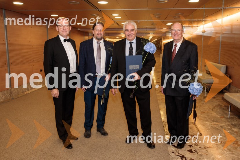 doc. dr. Samo Drobne;  Gerhard Navratil; prof. dr. Uwe Stilla; prof. dr. Erik StubkjærProslava ob 100-letnici Fakultete za gradbeništvo in geodezijo