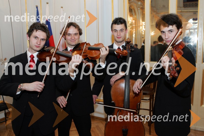 Godalni kvartet Feguš: Filip, Andrej, Jernej in SimonGlazerjeve nagrade, podelitev SNG Maribor