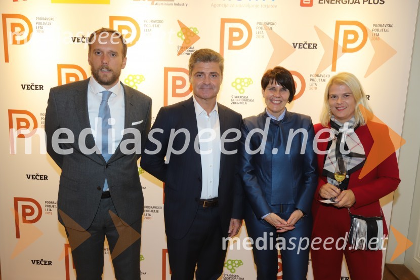  Uroš Hakl, direktor družbe Večer, d.o.o.;  Drago Jernej, direktor Lasertehnik Maribor; mag. Aleksandra Podgornik, direktorica, Štajerska gospodarska zbornica;  Nada Marinković, Lasertehnik MariborPodravsko podjetje leta 2018 je Teta Frida