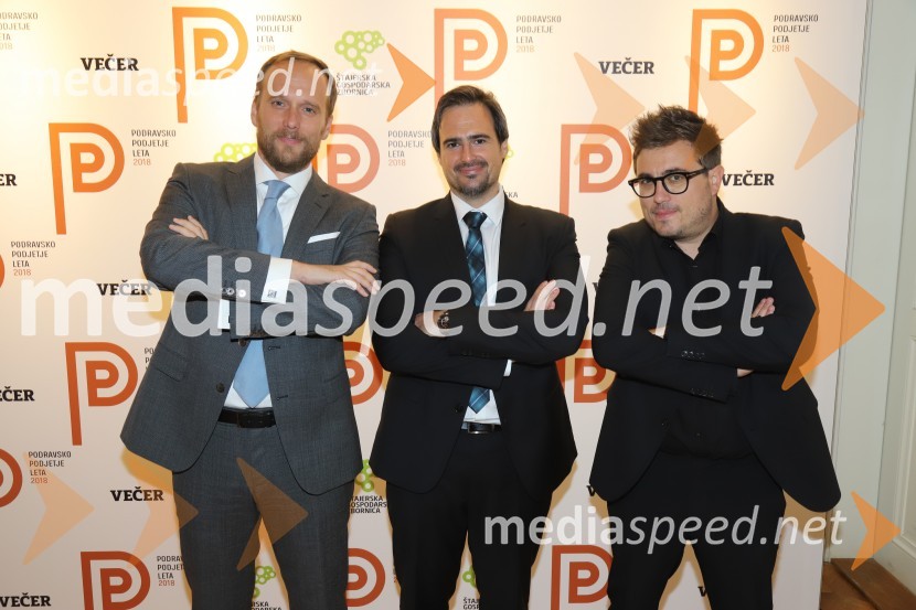  Uroš Hakl, direktor družbe Večer, d.o.o.;  Miha Klančar, direktor za področje prodaje in marketinga, Večer d.d.;  Matija Stepišnik, predsednik Društva slovenskih novinarjev, novinar in urednikPodravsko podjetje leta 2018 je Teta Frida