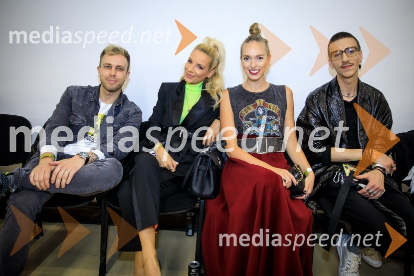  Mike Vale, DJ;  Jasna Vale, Instagram ikona;  Manca Vodopivec, blogerka;  Matjaž Plošinjak, modni oblikovalecLjubljana Fashion Week  2019, ponedeljek
