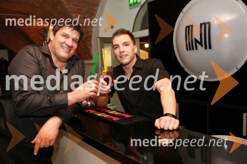 Matko Kadiš, lastnik trgovine MNM in Mišo Stevanovič, BarOtvoritev trgovine MNM