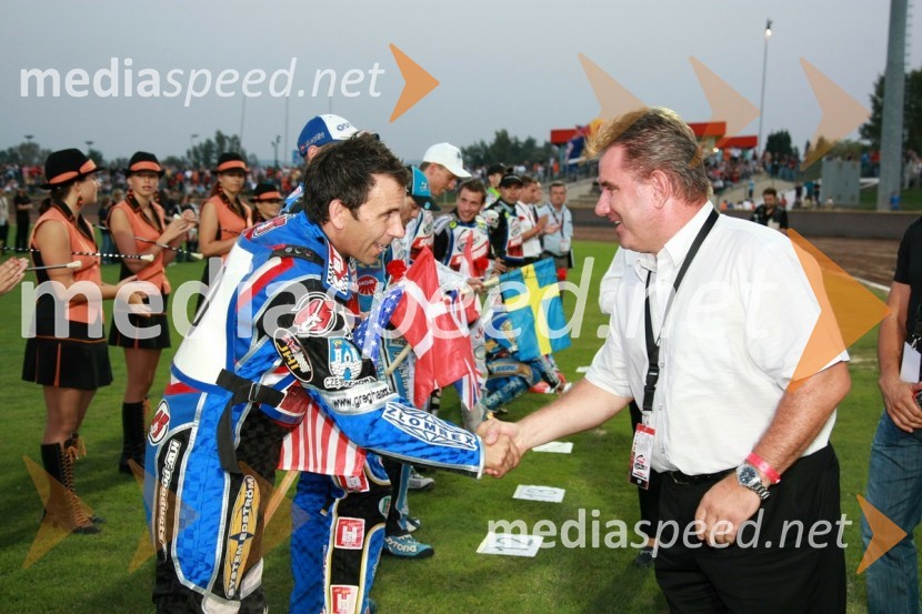 Greg Hancock, ZDA in Andrej Vizjak, minister za gospodarstvoSPEEDWAY SUPER POKAL SAX 2008