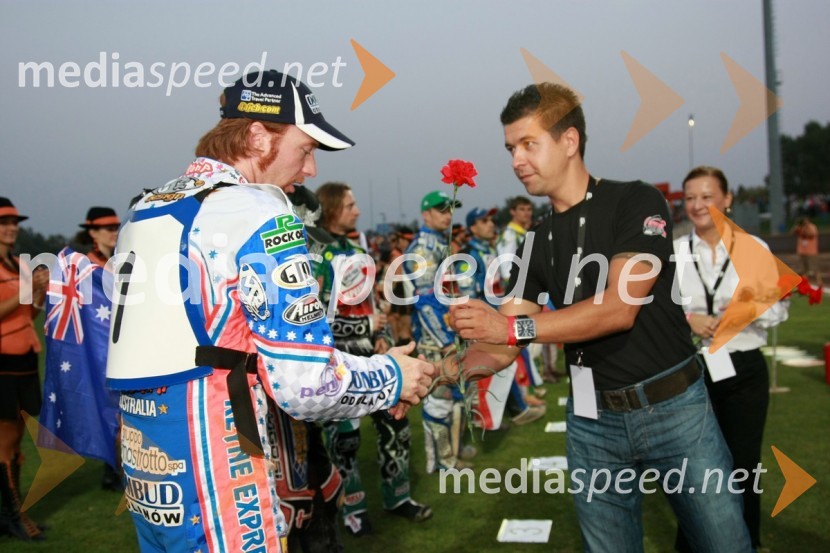 Jason Crump, Avstralija in Dejan Stanič, direktor Sax d.o.o.SPEEDWAY SUPER POKAL SAX 2008