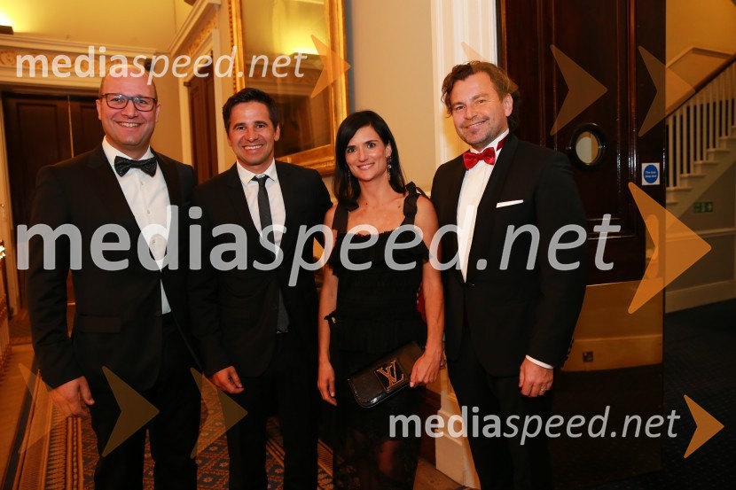  Mitja Kumar, partner Skupine Deloitte;  Marko Filej, CEO Fan360;  Gordana Kisilak, strokovnjakinja za komuniciranje;  Dominik S. Černjak, član uprave Collegium Mondial TravelChristmas Gala v Londonu